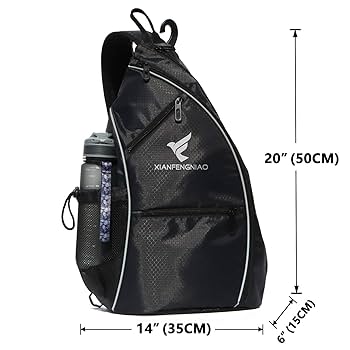 スリングバッグ クロスボディバックパック ピックルボール テニス ブラック Amazon.co.jp: Athletico スリングバッグ - クロスボディバック